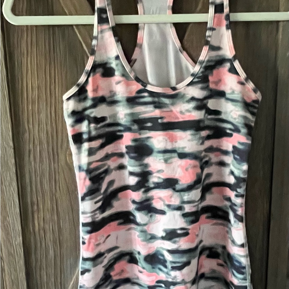 Lululemon Athletica Pink and Black Patterned Tank Top